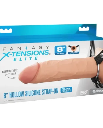 Fantasy X Tensions Elite Dual Density Silicone Hollow Strap On 8 Inch Light