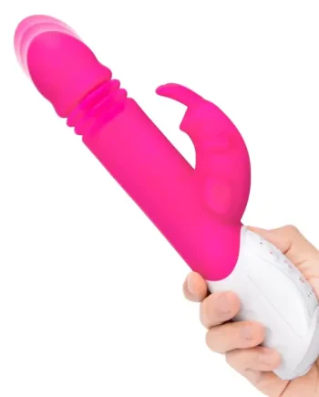 Rabbit Essentials - Rechargeable G Spot Thrusting Rabbit Vibrator | Hot Pink or Purple