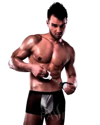 Passion Men Semi-Sheer Boxer with Metallic Detail