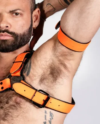ruff GEAR Bold Leather Bicep Strap Neon Orange