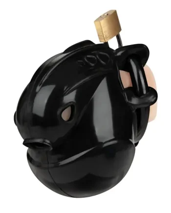 Blue Line Full Restraint Silicone Cock & Balls Chastity Device Black