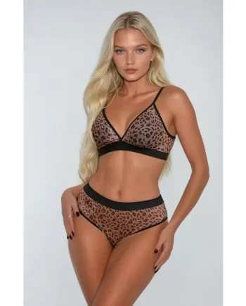 YesX YX881 Leopard Print Mesh Bra Set