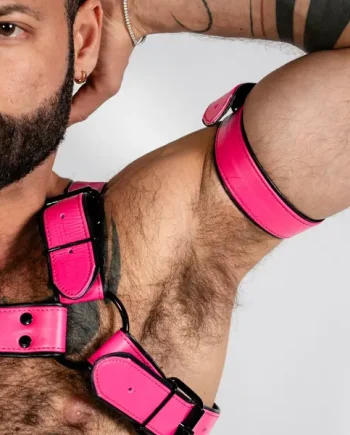 ruff GEAR Bold Leather Bicep Strap Neon Pink