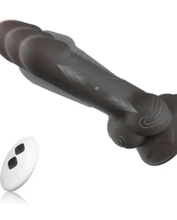5.12” Black 10 Modes and Remote Control Rechargeable Waterproof Thrusting Silicone Vibrator – JK015