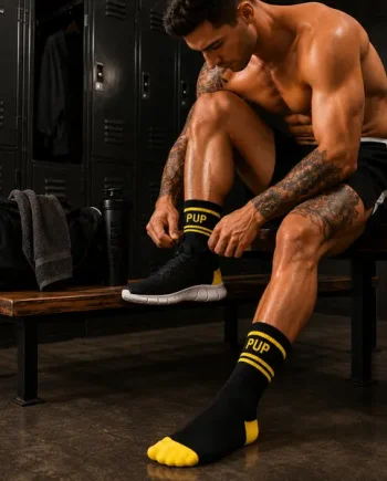 ruff GEAR Crew Socks PUP Black Yellow