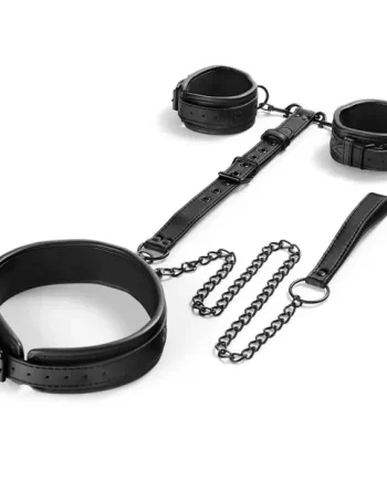BASIXXX Faux Leather Neck to Wrist Leash Restraint Kit