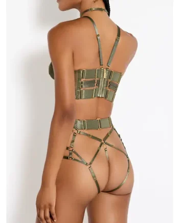 Bordelle Neda Multiway Harness Brief in Olive