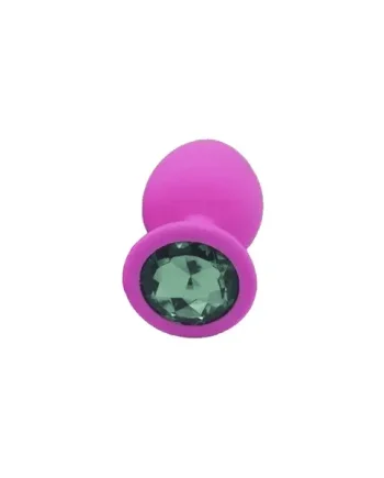 Green Jewelled Pink Silicone Butt Plug Medium DP286