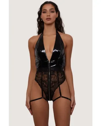 Ivy Black Lace and PVC Plunge Body