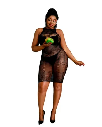 Moonlight Black Pattern Mini Dress Plus Size