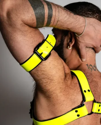 ruff GEAR Bold Leather Bicep Strap Neon Yellow