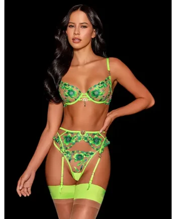 Aluna Green 3 Piece Lingerie Set