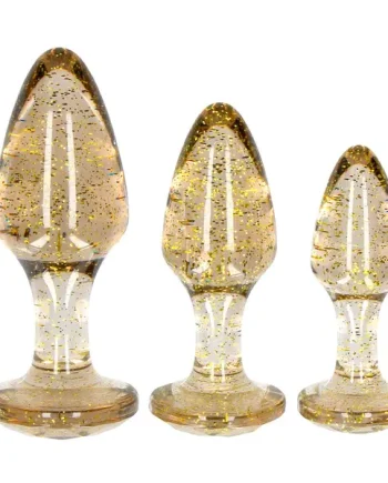 Ouch Golden Glitter Acrylic Butt Plug Set