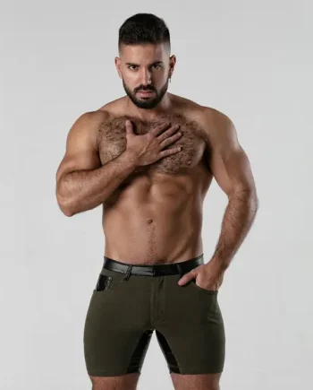 Locker Gear 5 Pocket Biker Zipper Short Khaki